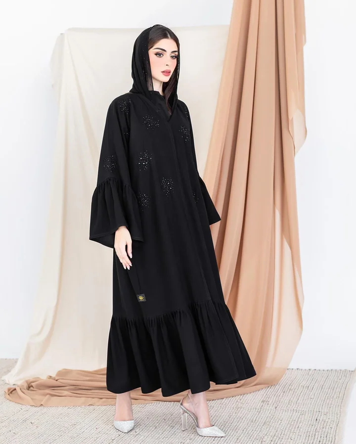 عباية كريب بتفاصيل خرز — HDB057